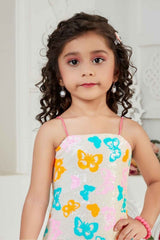 Multicolor Sequins Work Party Wear Mini Dress With Sling Bag For Girls