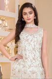 White Embroidered Georgette Palazzo Set For Girls