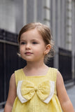 Girls Lemon Yellow Bow Set with Sleeveless Top and Shorts