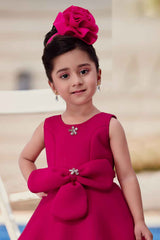 Rani Pink Sleeveless And Bow Embellishment Gown For Girls