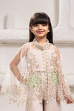 Beige Cape Style Palazzo Set With Sequin Floral Embroidery For Girls