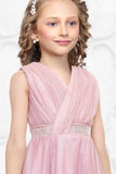 Blush Pink Shimmer Party Gown For Girls