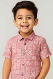 Dusty Pink Printed Shirt with Geometric Motif for Boys