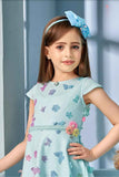 Blue Blue Party Wear Frock with Multicolor 3D Floral Appliqué Frock For Girls
