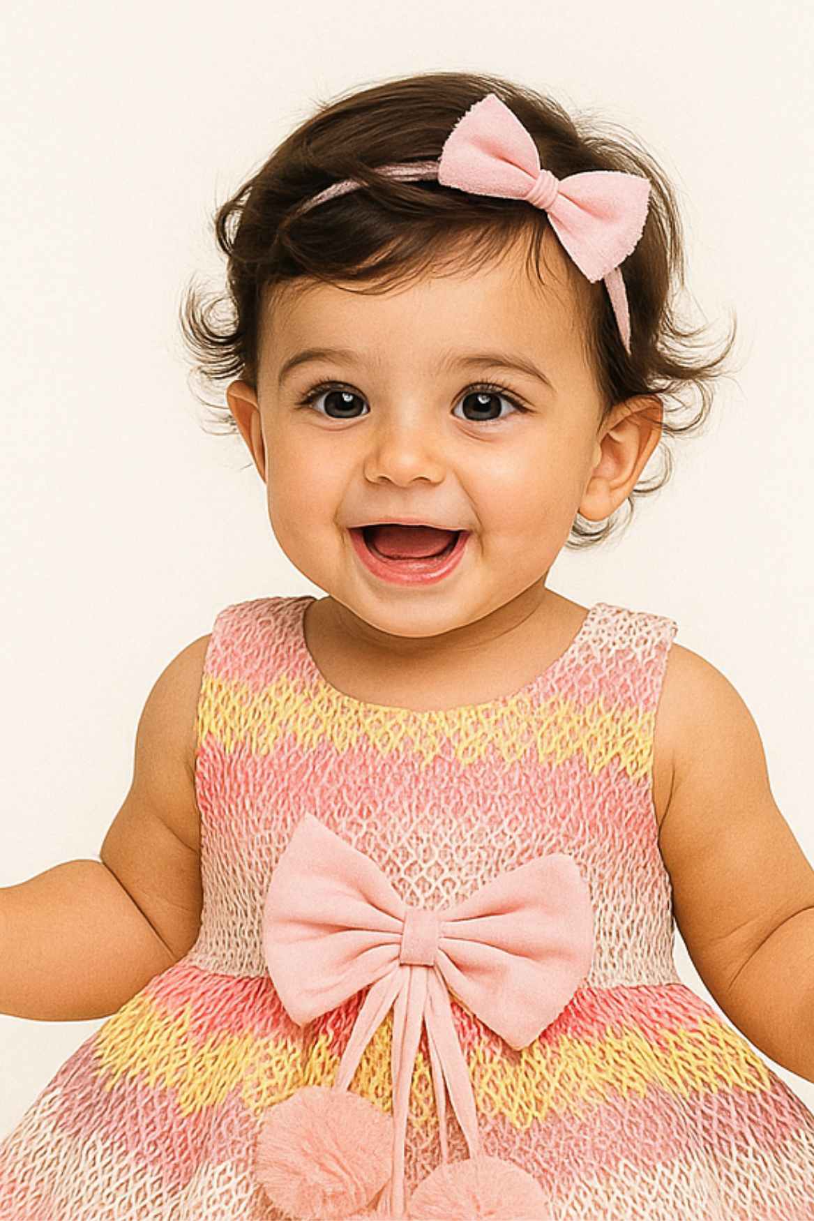 Pink Ombre Party Dress With Bow And Tulle Skirt For Girls