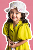 Mustard Green Casual Frock With Embroidered For Girls