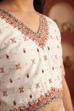 Ivory Floral Embroidered Lehenga Choli Set with Dupatta for Girls