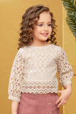 Blush Pink Palazzo Set with Lace Embroidered Top For Girls