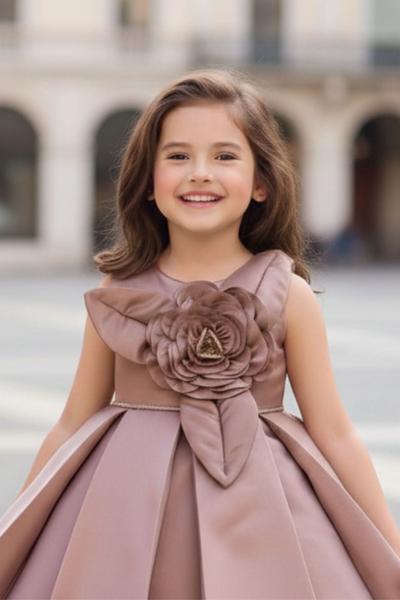 Lagorii Woven Floral Applique Dresses for Girls | Bronze | 3-4 years - Girls - for Toddler Lagorii Woven Floral Applique Dresses for Girls | Bronze | 3-4 years - Girls - for Toddler