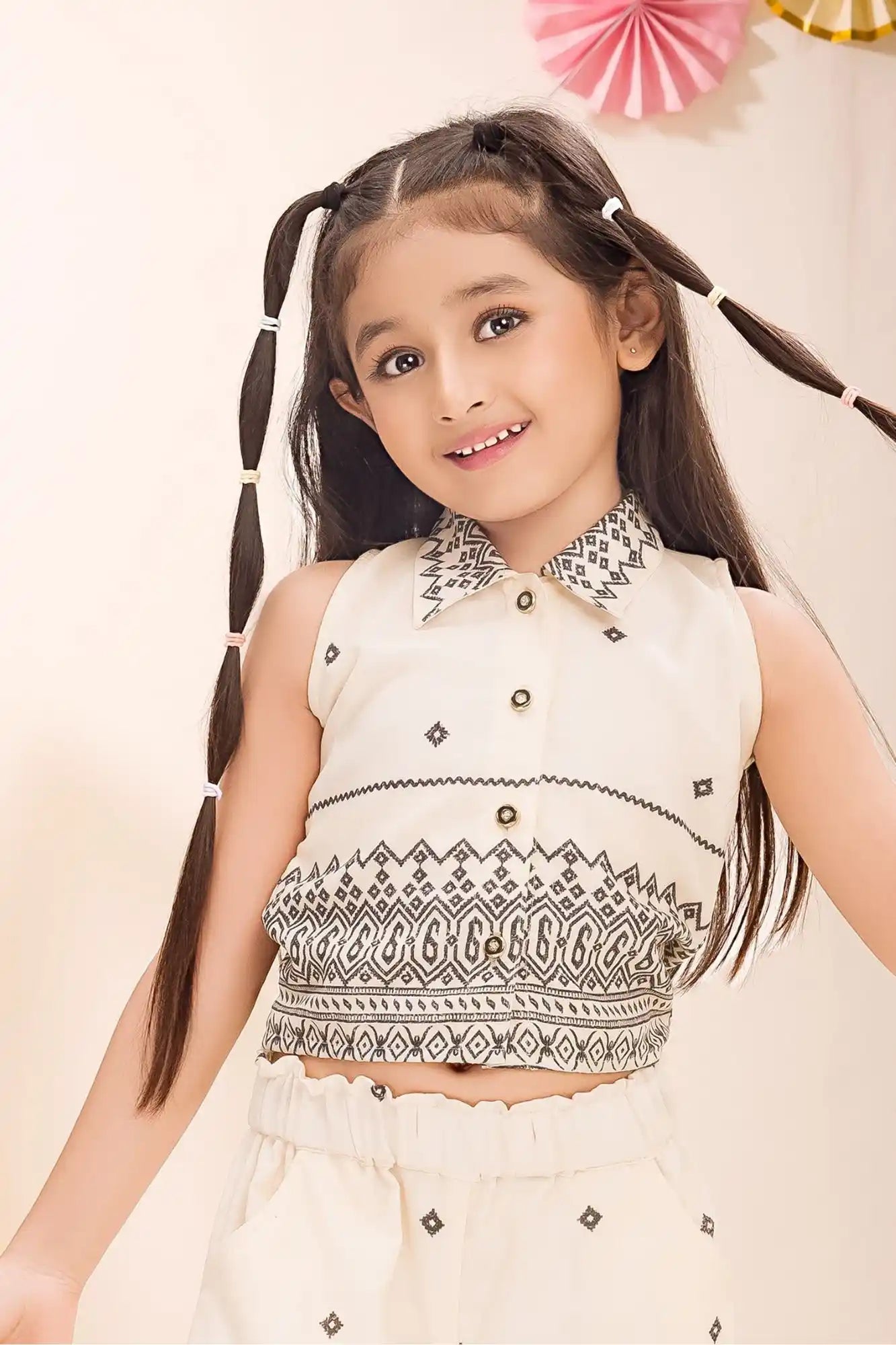 Monochrome Tribal Print Co-ord Set for Girls