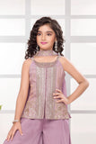 Mauve Embroidered Kurti with Palazzo and Dupatta For Girls
