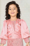 Elegant Pink Sequins Work Pant And Top Partywear Set For Girls