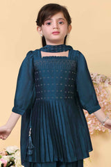 Teal Blue Stone Work Kurta With Harem Pant For Girls