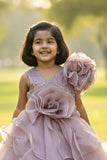 Fawn Layered Organza Party Wear Gown For Girls