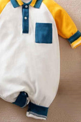 Stylish White Rompers With Collar For Boys - Lagorii Kids