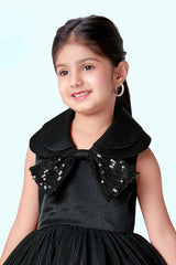 Elegant Black Sequins Work Party Wear Frock For Girls