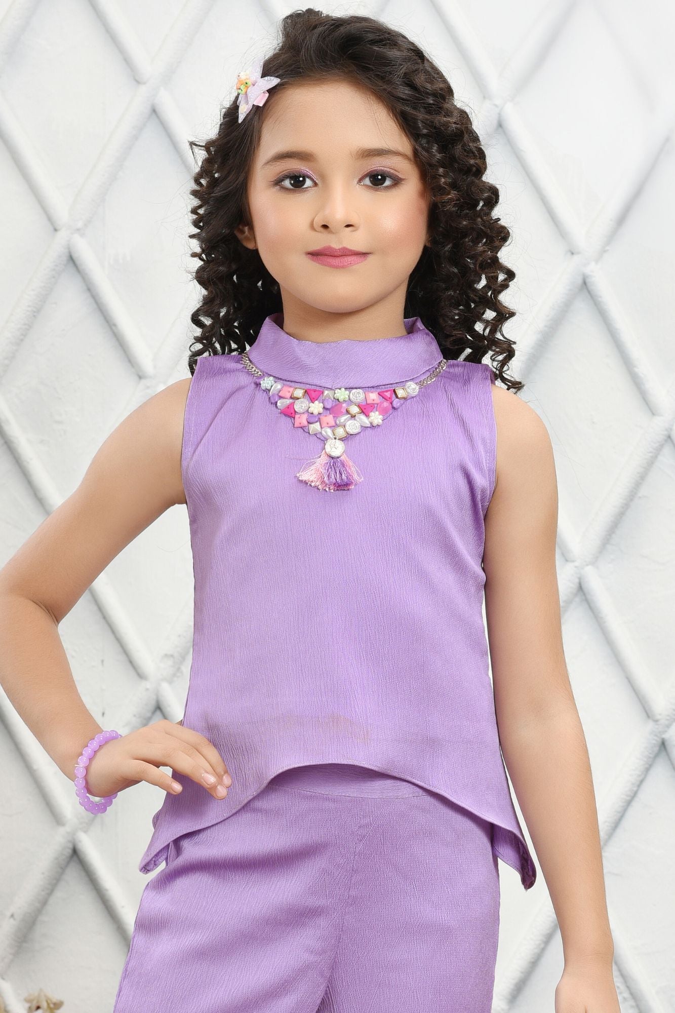 Stylish Lavender Casual Co Ord Set For Girls