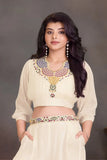 Designer Cream Palazzo Set With Multicolor Thread Embroidery for Girls