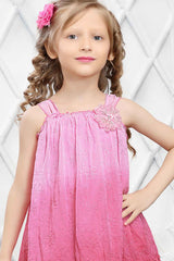 Double Shaded Pink Dress With Embroidery Work For Girls