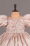 Fawn Frock With Sequin And Embroidered For Girls