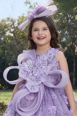 Luxe Purple Sequins Work And Floral Embellished Party Wear Gown For Girls