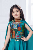 Blue Embellished Palazzo Set with Coin Lace Detailing For Girls