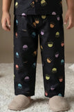 Black Jellyfish Print Night Suit Set For Boys