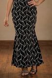 Black and Silver Leaf Sequin Party Wear Gown With 3D Bow Appliqué For Girls