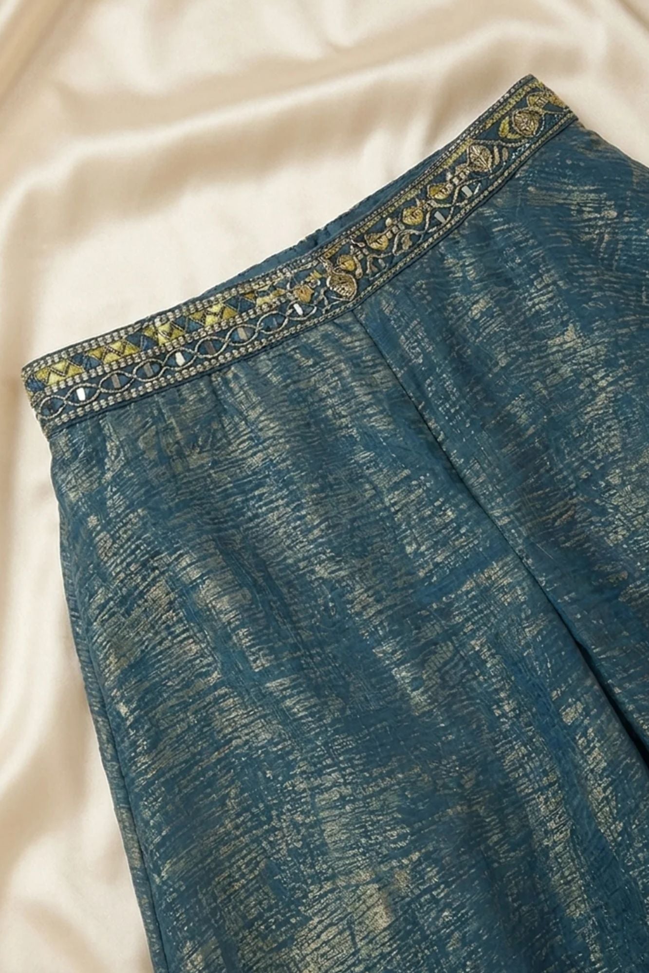 Girls Navy Blue Embroidered Palazzo Set with Dupatta