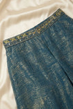Girls Navy Blue Embroidered Palazzo Set with Dupatta