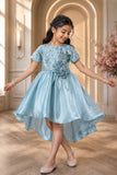 Ice Blue Sequin Party Frock For Girls