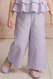 Girls Lavender Embroidered Peplum Top with Palazzo Pants Co Ord Set