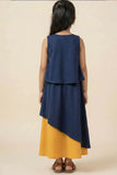 Navy Blue High-Low Gown For Girls