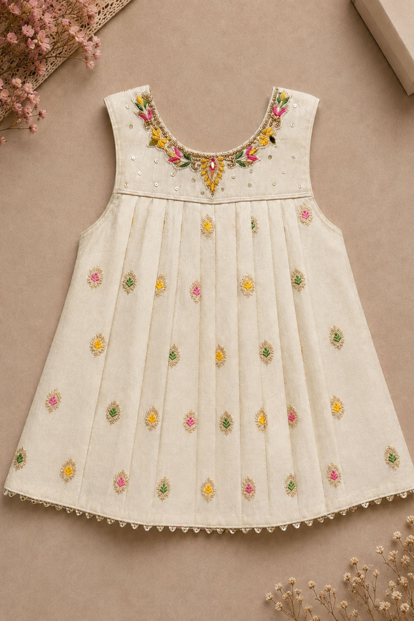 Ivory with Multicolour Floral Butti Embroidered Palazzo Set