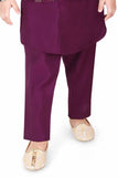 Wine Kurta Set With Sequins Embroidered Waistcoat For Boys