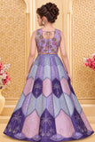 Girls Heavy Floral Embroidered Lavender Lehenga Choli Set with Dupatta