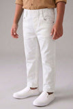 White Solid Casual Pant