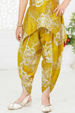 Mustard Yellow Floral Printed Dhoti Set For Girls