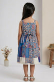 Girls Blue Patchwork Print Frock with Smocked Bodice