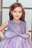 Lavender Sequin Embellished Frock For Girls