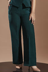 Girls Teal Green Co-Ord Set With Sleeveless Top And Wide-Leg Pants