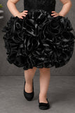 Black One-Shoulder Ruffle Party Wear Frock