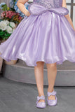 Lavender Sequin Embellished Frock For Girls