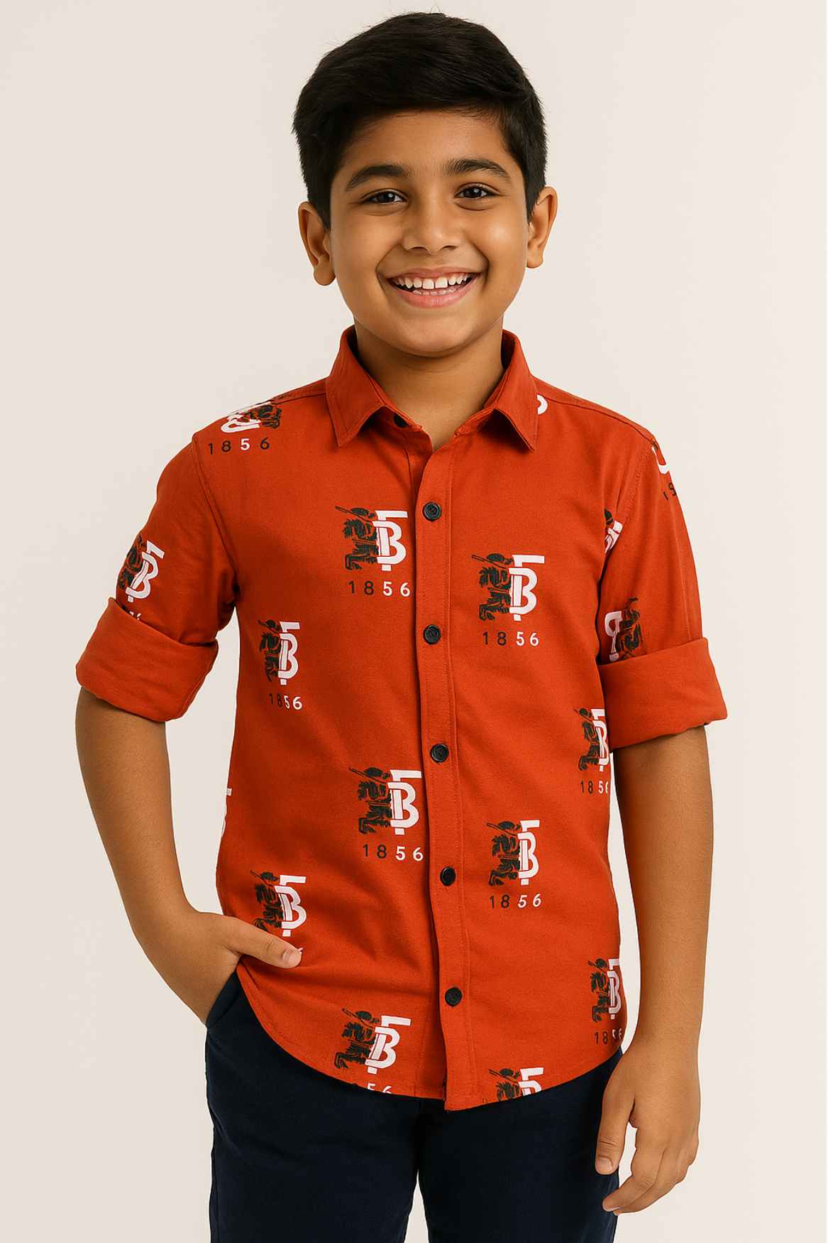 Orange Printed Shirt for Boys