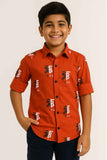 Orange Printed Shirt for Boys