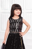 Black Sequin Embellished Lehenga Choli with Dupatta For Girls