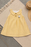 Adorable Girls Yellow Gingham Check Dress with Peter Pan Collar