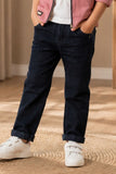 Boys Pink Printed Casual 3-Piece Set with T-Shirt, Jacket and Jeans