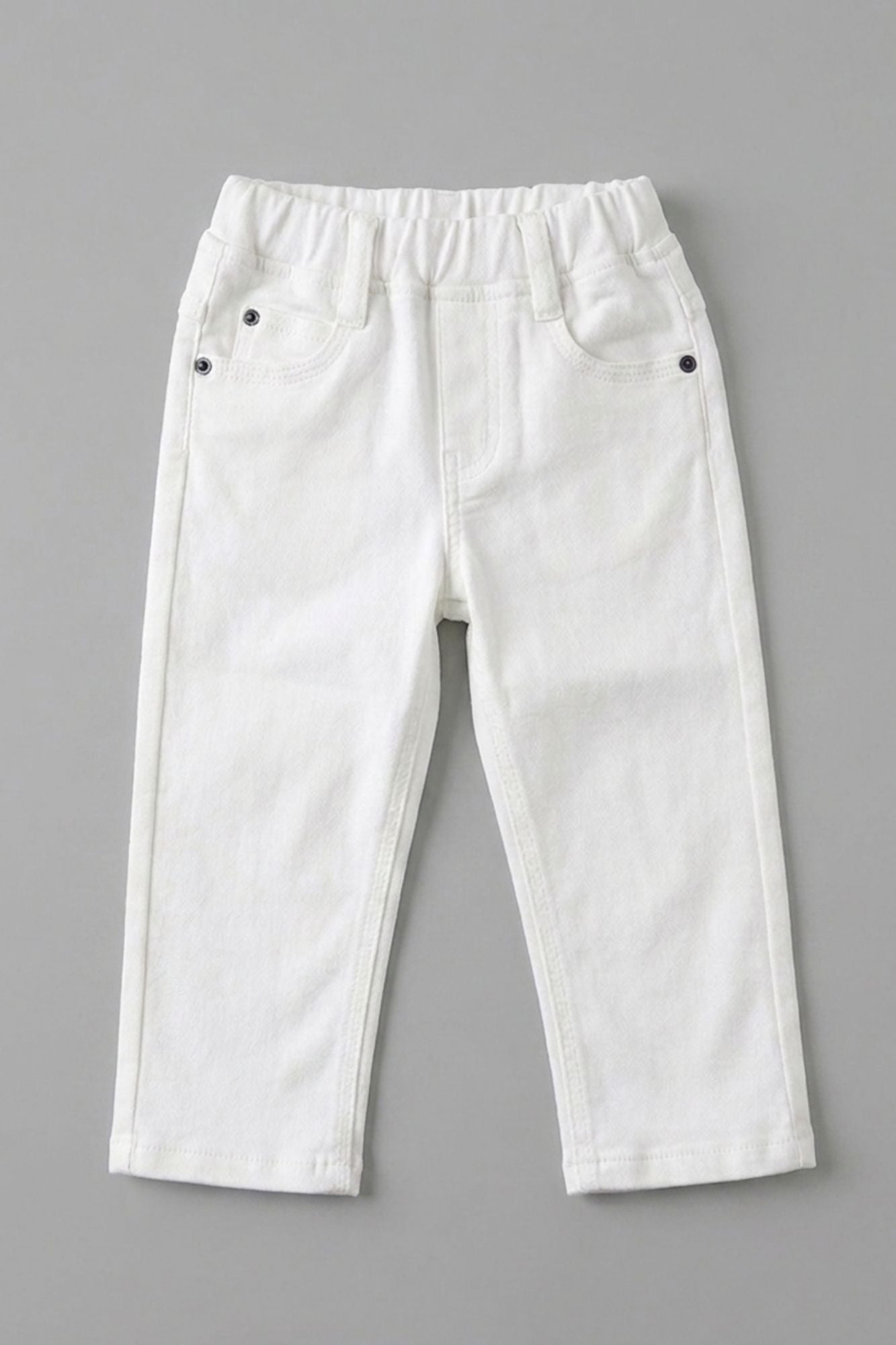 White Solid Casual Pant