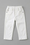 White Solid Casual Pant